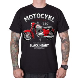 BLACK HEART T-shirt koszulka BLACK HEART Motocykl Panelka - Kolor Czarny, Rozmiar 3XL